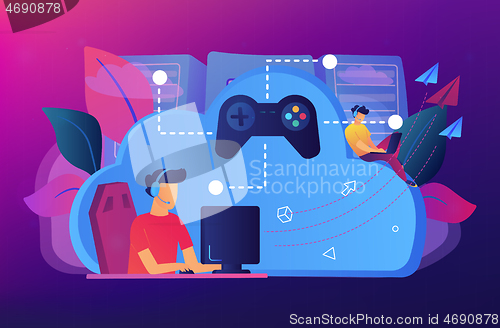 Image of Cloud gaming concept vector illustration.