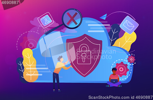 Image of Cloud computing security concept vector illustration.