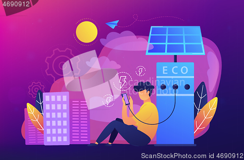 Image of Eco recharge stations in smart city concept vector illustration.