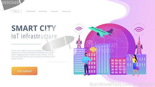 Image of Global internet of things smart city concept vector illustration