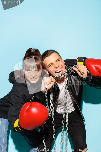 Image of Close up fashion portrait of two young pretty hipster teens