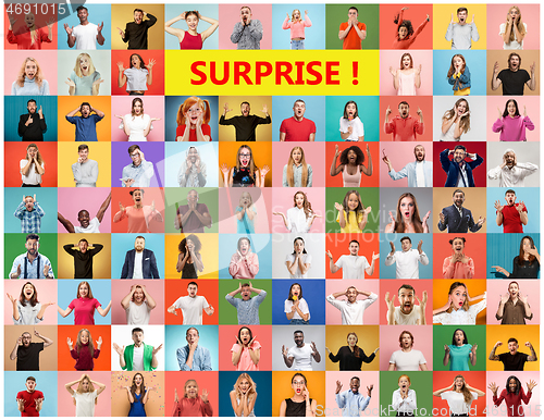 Image of The collage of surprised people