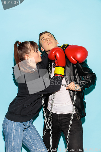 Image of Close up fashion portrait of two young pretty hipster teens