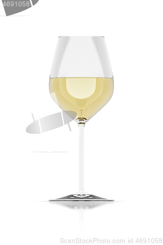 Image of glass of white wine and white background