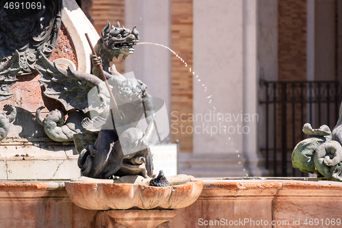 Image of fountain at the Basilica della Santa Casa in Italy Marche