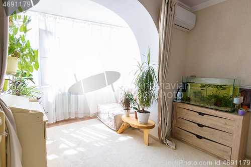 Image of Fragment of the bedroom interior connected to the balcony