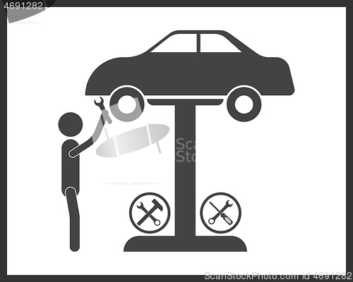 Image of car repair by a mechanic with a wrench