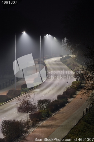 Image of Foggy Road at night