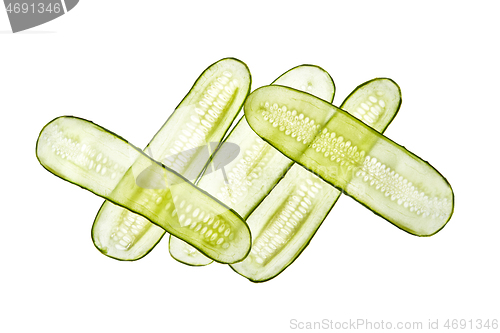 Image of Creative pattern from fresh natural cucumber crossed slices.