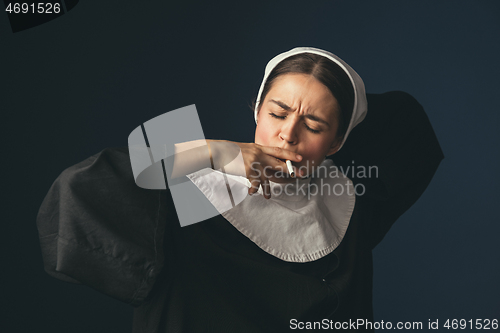 Image of Medieval young woman as a nun