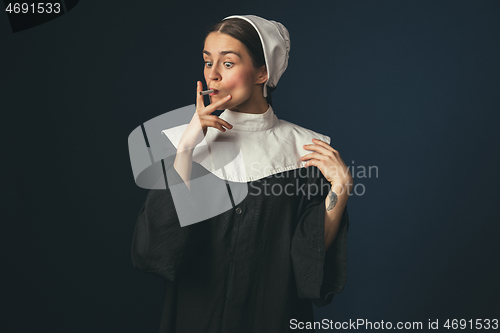 Image of Medieval young woman as a nun