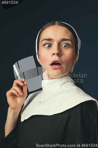 Image of Medieval young woman as a nun