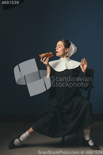 Image of Medieval young woman as a nun