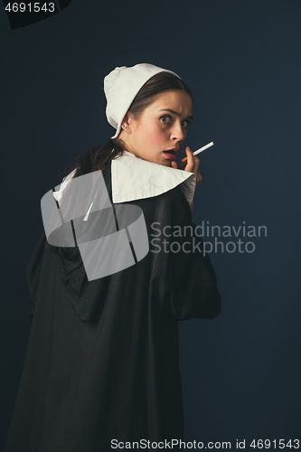 Image of Medieval young woman as a nun