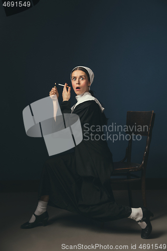 Image of Medieval young woman as a nun