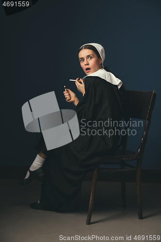 Image of Medieval young woman as a nun