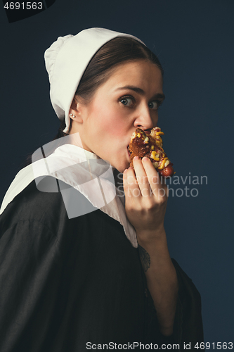 Image of Medieval young woman as a nun