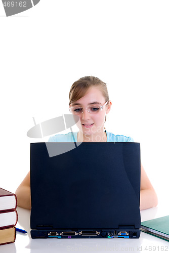 Image of Teenager girl on desk