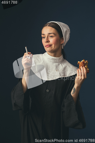 Image of Medieval young woman as a nun