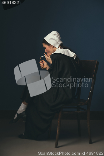 Image of Medieval young woman as a nun