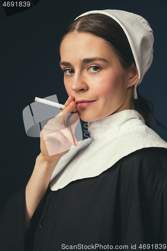 Image of Medieval young woman as a nun