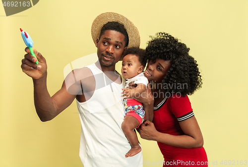 Image of Happy african family at studio