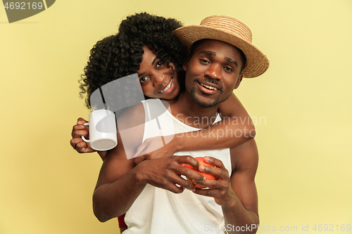 Image of Happy african family at studio