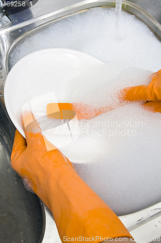 Image of washing dishes