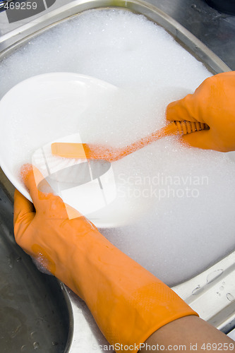 Image of washing dishes