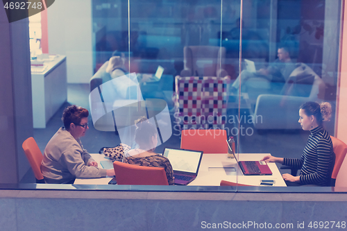 Image of startup Businesswomen Working With laptop in creative office