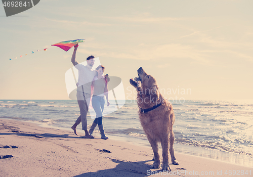 Image of happy couple enjoying time together at beach