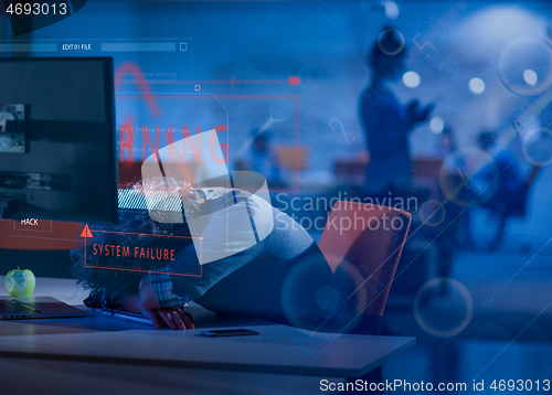 Image of businessman relaxing at the desk