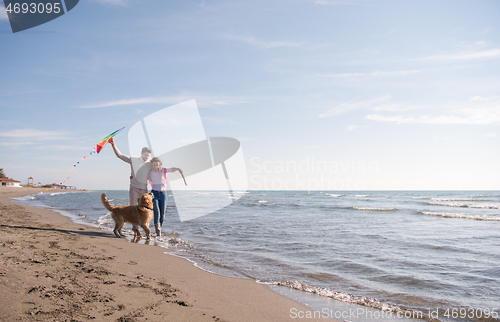 Image of happy couple enjoying time together at beach