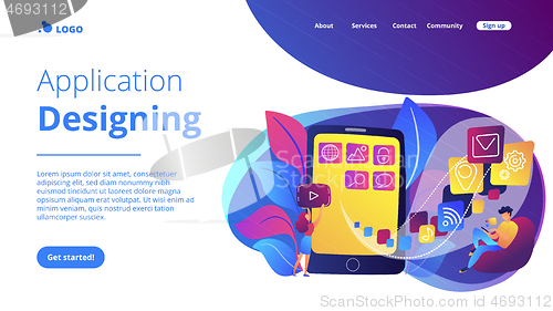 Image of Mobile application development vector illustration