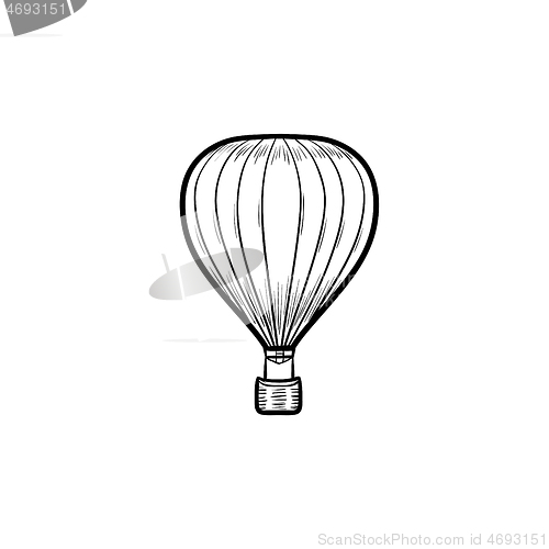 Image of Hot air balloon hand drawn outline doodle icon.