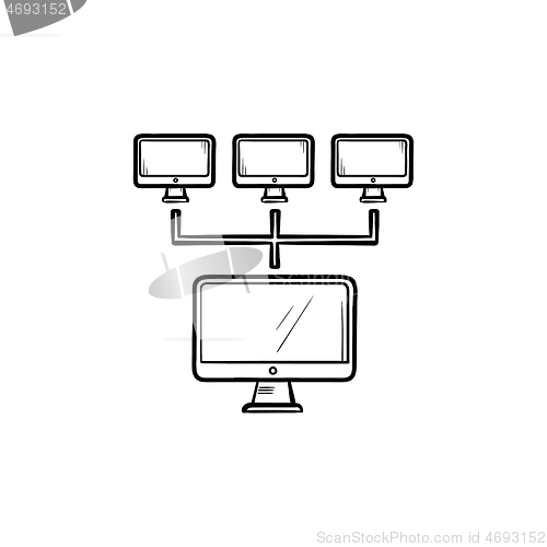 Image of Computer network hand drawn outline doodle icon.