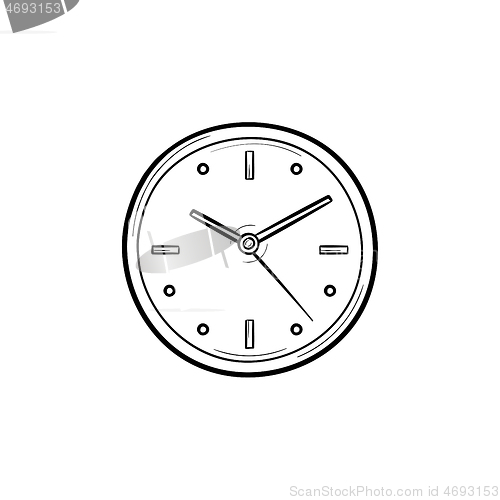 Image of Clock hand drawn outline doodle icon.