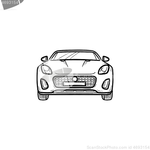 Image of Car front view hand drawn outline doodle icon.