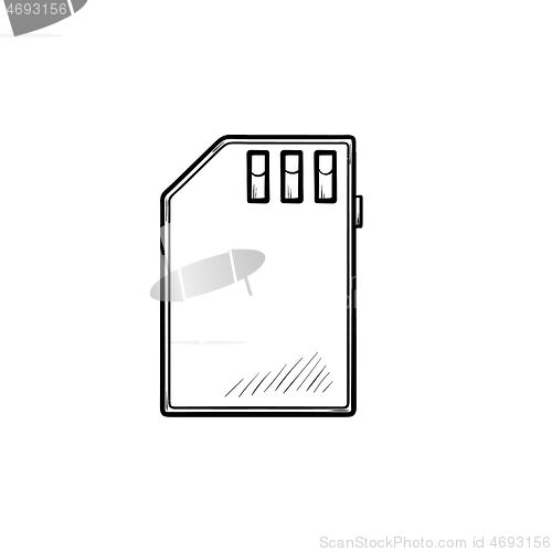 Image of Memory SD card hand drawn outline doodle icon.