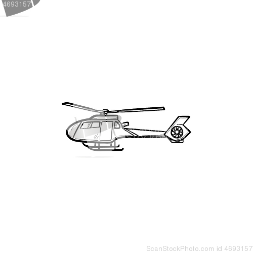 Image of Helicopter hand drawn outline doodle icon.