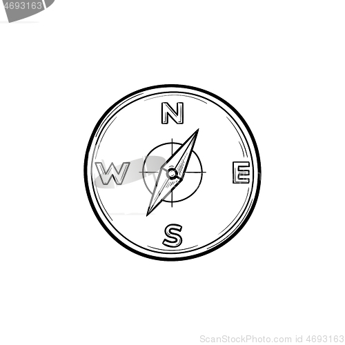 Image of Compass hand drawn outline doodle icon.