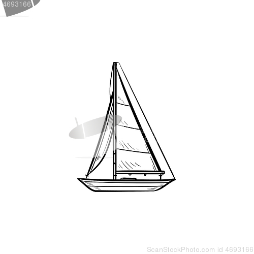 Image of Sailboat hand drawn outline doodle icon.