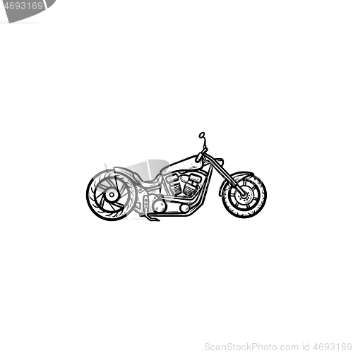 Image of Motorcycle hand drawn outline doodle icon.