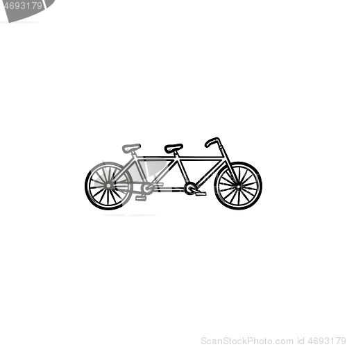 Image of Double bicycle hand drawn outline doodle icon.