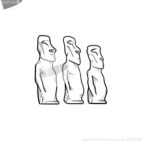 Image of Easter island statues hand drawn outline doodle icon.