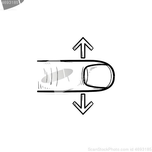 Image of Finger scroll touch screen hand drawn outline doodle icon.