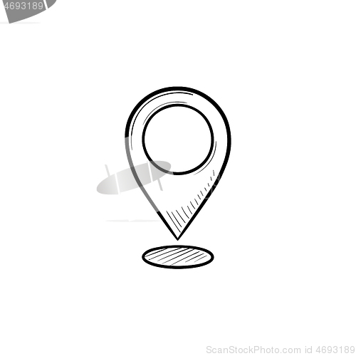 Image of Map pointer hand drawn outline doodle icon.