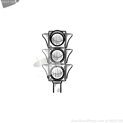 Image of Traffic light hand drawn outline doodle icon.