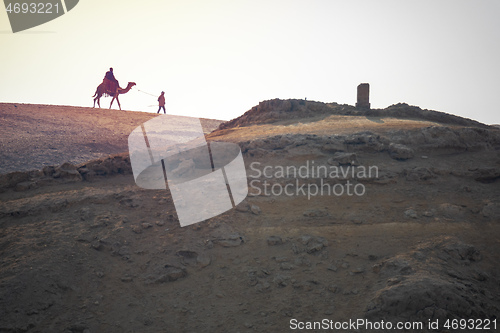 Image of camel ride in the desert Cairo Egypt