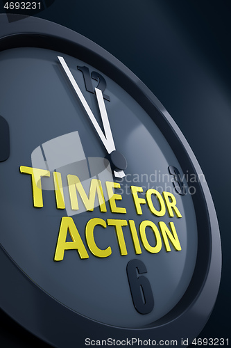 Image of clock with text time for action